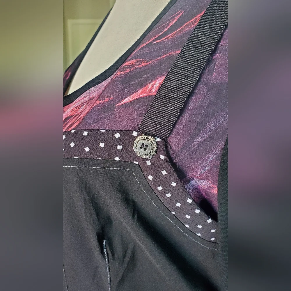 C'fait Pour Vous Black and Pink Long Sleeve Dress Size M - Picture 5 of 8